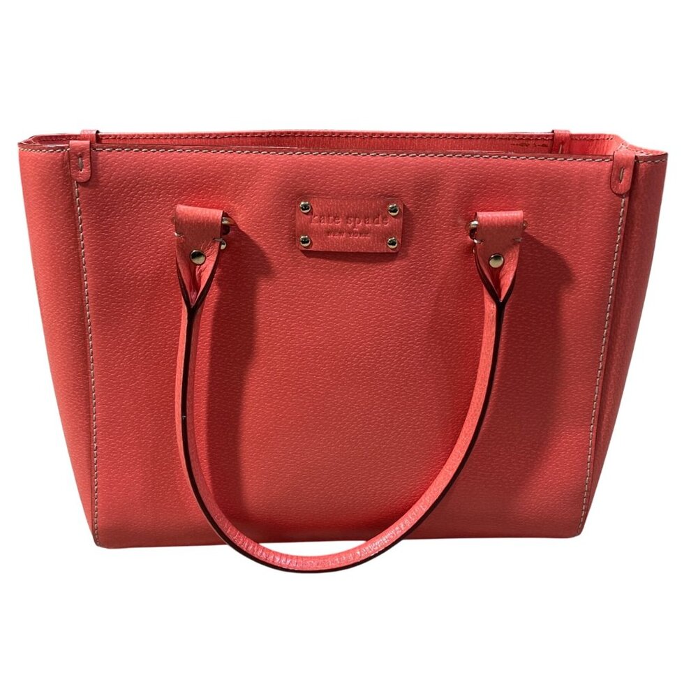 Kate Spade Wellesley Quinn Tote Melon Coral Leather 11" X 10"
